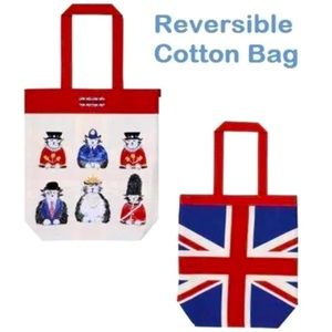 NWT “British Cats” reversible cotton tote